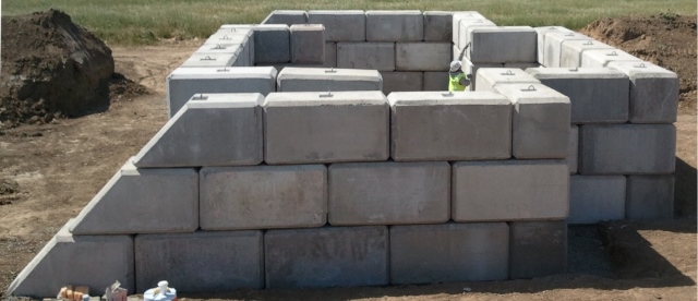 Large Concrete Block Blast Barrier